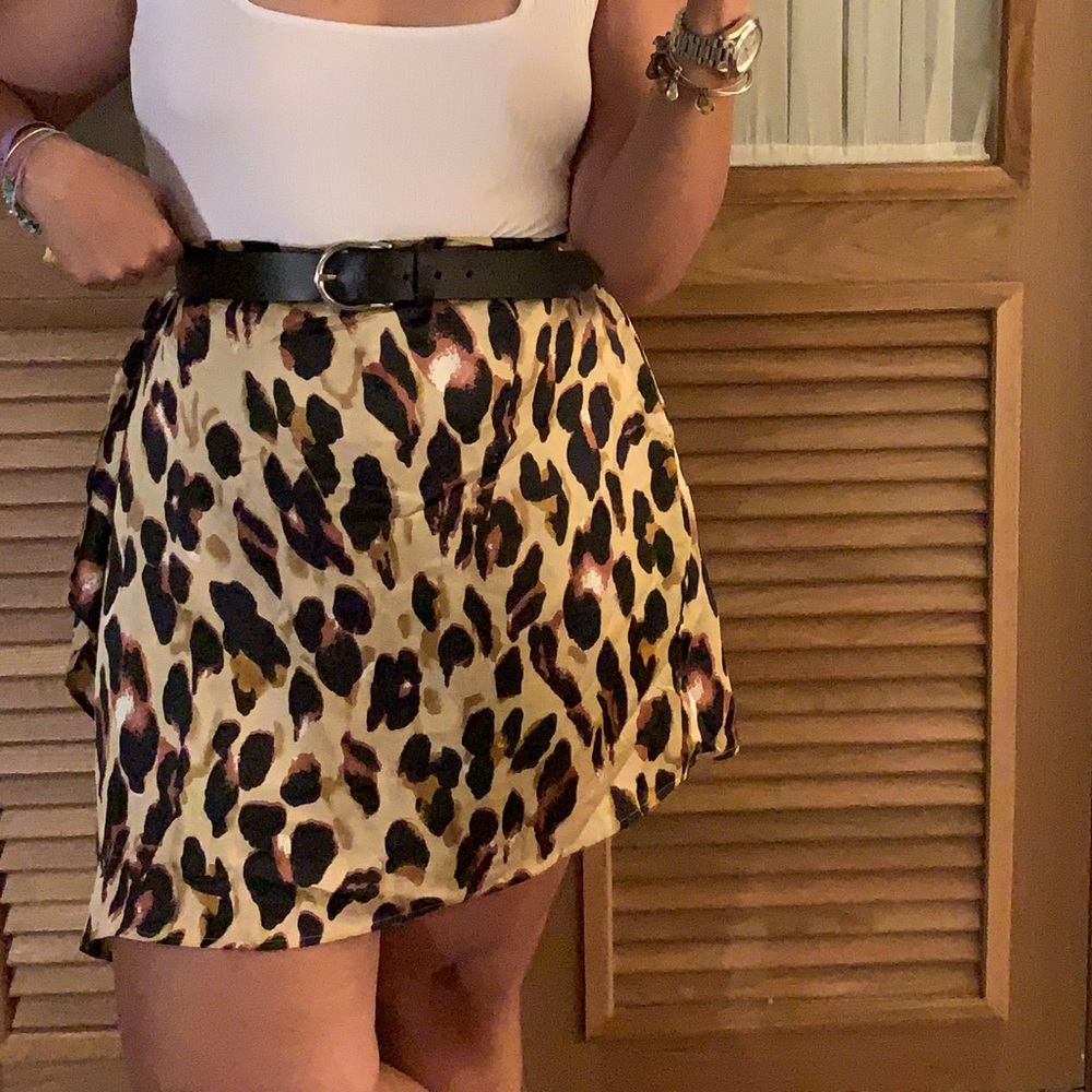 Animal Print Mini Wrap Skirt